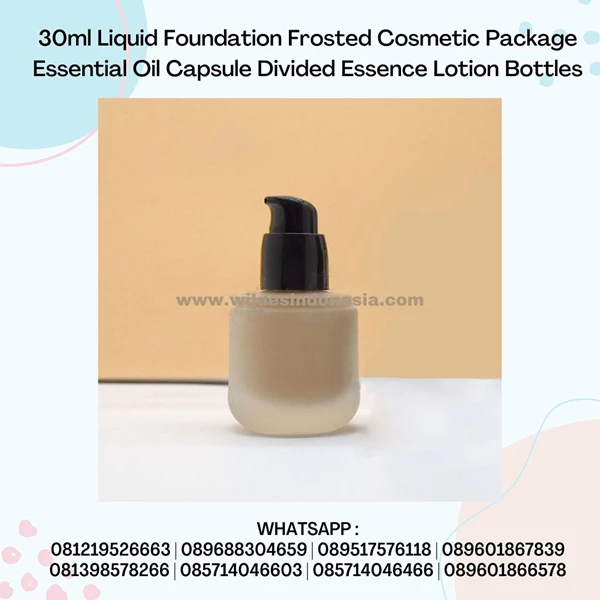 FOUNDATION CREAM AND FROSTED CAP PUMP BOTTLE BLACK GLOSSY 30ML