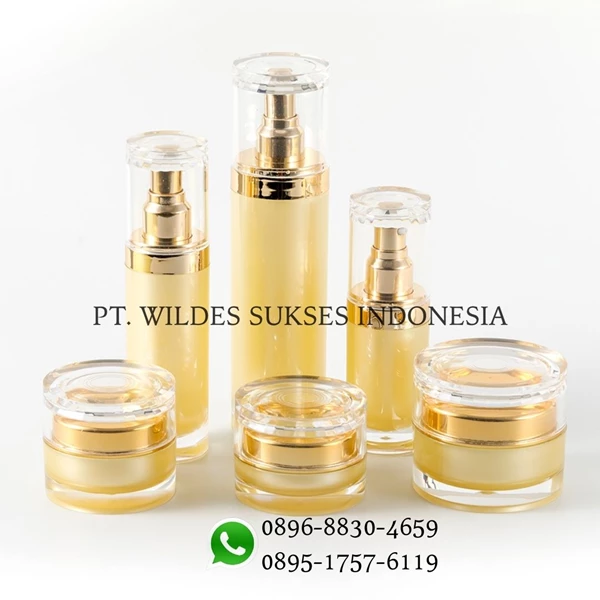 luxury pump acrylic bottle for packing cosmetics emulsion essential lotion and skin cream jar set 