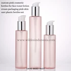 CUSTOM PINK COSMETIC BOTTLES AND JAR FOR FACE TONER LOTION CREAM SET 2