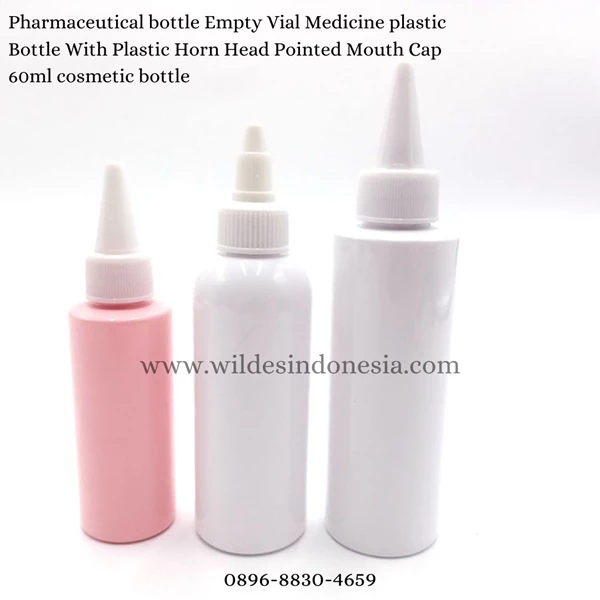 PHARMACEUTICAL BOTTLES EMPTY VIAL MEDICINE PLASTIC BOTTLE WITH HORN HEAD POINTED MOUTH CAP 60ML