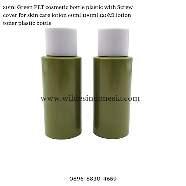 GREEN PET COSMETIC BOTTLE PLASTIC WITH SCREW COVER FOR  SKIN CARE LOTION 60ML 100ML 120ML 