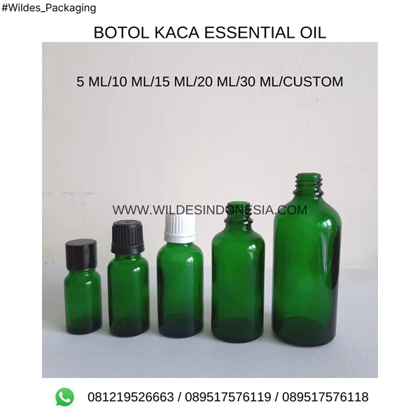 BOTOL KOSMETIK/BOTOL ESSENTIAL OIL GLASS 5 ML/10 ML/15 ML/20 ML/30 ML/CUSTOM