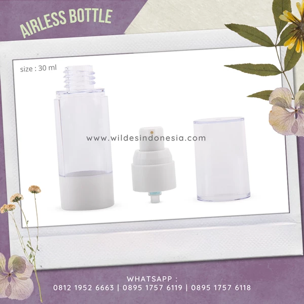 Transparent 30 Ml Airless Cosmetic Bottle