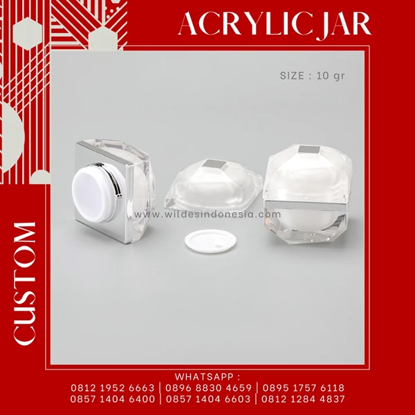 ACRYLIC COSMETIC PACKAGING JAR WITH METAL AND PEARL WHITE COLORS 15ML 30ML