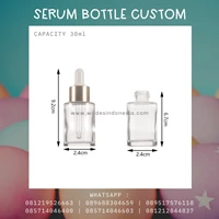 PACKAGING COSMETICS SERUM BOTTLE PIPET WITH SQUARE BODY AND SILVER NECK MODEL 30ML