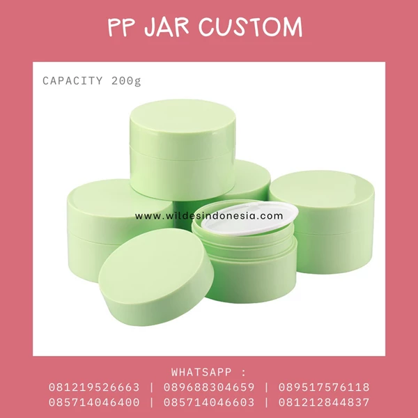 kemasan kosmetik jar/pot kustom warna dengan full bahan pp dan doff 15gr 20    gr 50gr 100