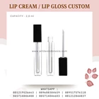 kemasan kosmetik lip gloss atau lip cream polosan dengan tutup hitam bisa custom warna  2.8ml dan 3ml 1