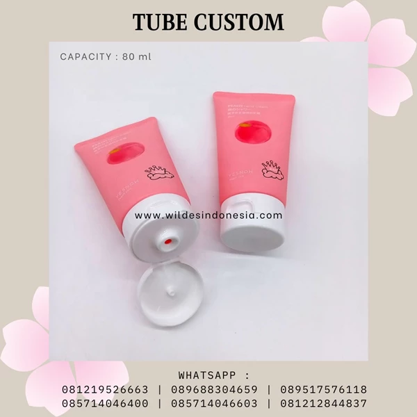 TUBE MATTE PINK RED COMBINATION WITH WHITE CAP 50ML AND 80ML