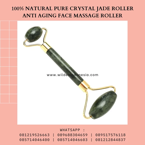 natural pure crystal massage roller anti aging glossy green 3 in 1 size 20cm