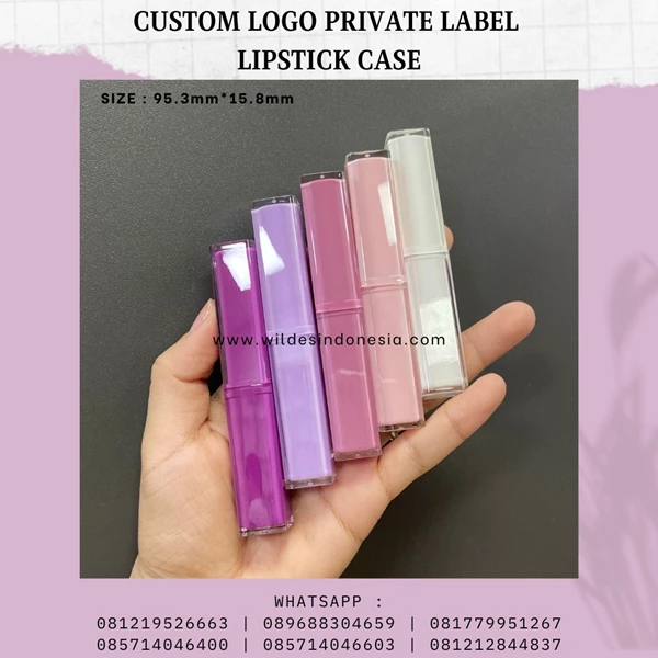 PACKAGING LUXURY LIPSTICK GLOSSY FULL COLOR PINK CREAM PURPLE LILAC 3ML & 5ML