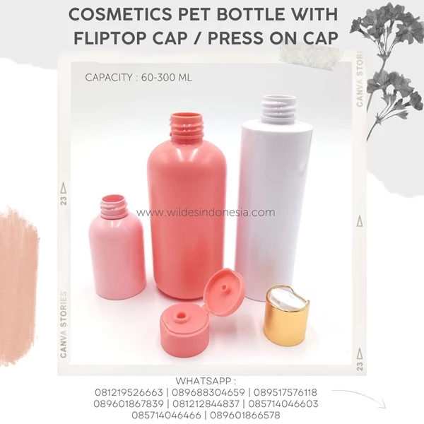 PET BOTTLES WITH FULL COLOR PINK GLOSSY 100ML 200ML